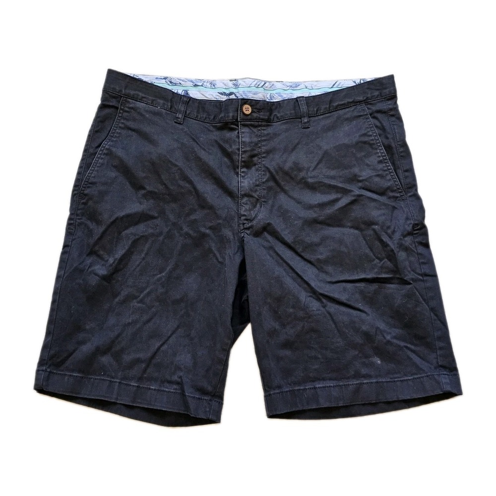 Tommy Bahama Boracay 10" Shorts Mens Size 38 Navy Cotton Blend Flat Front Chino